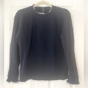 J. Crew Lightweight Cotton Pullover with Faux Striped Undershirt